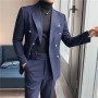 High Quality Blazer Men's British Style Double Breasted Elegant Business Advanced Simple Wedding Gentleman Slim Suit Two Piece