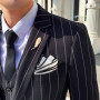 Men's Suit Solid Color Business Formal Three-piece Korean Version of Youth Dark Stripe One Button Groom Best Man Wedding Dress