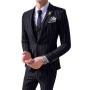 Men's Suit Solid Color Business Formal Three-piece Korean Version of Youth Dark Stripe One Button Groom Best Man Wedding Dress
