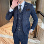 (Blazers+Vest+ Pants) Spring New Fashion Gentleman Men's Plaid Leisure Suit Jacket Sets England Simple Groom 3 Piece Tuxedo 5XL