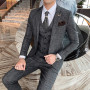 (Blazers+Vest+ Pants) Spring New Fashion Gentleman Men's Plaid Leisure Suit Jacket Sets England Simple Groom 3 Piece Tuxedo 5XL