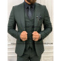 Fashion Dark Green Mens Suits Formal Business Blazer Slim Fit Wedding Groom Tuxedo 3 Piece Set Terno Masculino Jacket Vest Pants