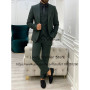 Fashion Dark Green Mens Suits Formal Business Blazer Slim Fit Wedding Groom Tuxedo 3 Piece Set Terno Masculino Jacket Vest Pants