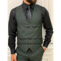 Fashion Dark Green Mens Suits Formal Business Blazer Slim Fit Wedding Groom Tuxedo 3 Piece Set Terno Masculino Jacket Vest Pants