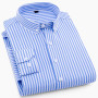 Men's Shirts Tops Plaid Striped Dress Shirt Long Sleeve Oxford Shirt Men Regular Fit Camisa Social Business Men Shirt MY206