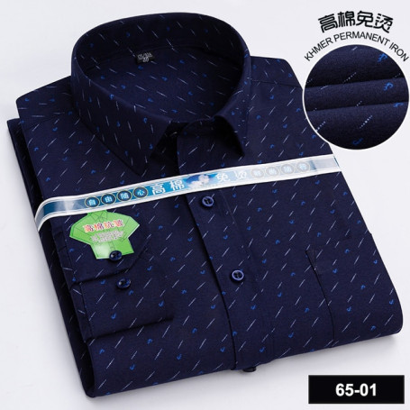 Men's Long Sleeve Casual Shirts Fashion Print Cotton Standard Fit Button Pocket Soft Shirts For Man Office Business Dress New