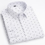 Men's Classic Long Sleeve Print/striped Basic Dress Shirts Single Patch Pocket 65% Cotton Business Standard-fit Office Shirt
