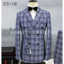 Fashion Plaid Mens Suit 2 Pieces Slim Fit Double Breasted Wedding Blazer Pants Set Business Printed Suits for Men Luxury Tuxedos