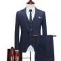 Suit Coat Vest Pants 3 Pcs Set / Men's Casual Boutique Business Retro British Style Plaid Blazers Jacket Trousers Waistcoat