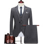 Suit Coat Vest Pants 3 Pcs Set / Men's Casual Boutique Business Retro British Style Plaid Blazers Jacket Trousers Waistcoat