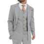 Brown Men's Business Suits Slim Fit Champagne Tuxedos Wool Blazer+Vest+Pant For Party Wedding Banquet Prom Stage Costume