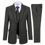 Men's 3 Piece Suits Bussiness Formal Notch Lapel Groomsmen Woolen Plaid Tuxedos for Party Activities Wedding (Blazer+Vest+Pant)