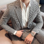 (Jacket+Pants) Luxury Houndstooth Mens Suits 2 Pieces Wedding Tuxedos Vintage Slim Fit Formal Man Set Groom Prom Business Suits