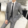 (Jackets+Pants)  Men Two-Piece Business Suits/Male Slim Fit Cotton Leisure Blazers/Man Fashion High-grade Suit Black Grey