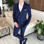 SOLOVEDRESS Men's Casual Suit Two-piece Double-breasted Office Meeting Custom Jacket Pants