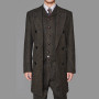 Men's Suits 3 Pieces Coffee Colorful Herringbon Tweed Business Suit Boutique Slim For Wedding Dress Suit Jacket + Vest + Pants