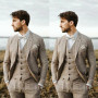 Fashion Men's Wedding Business Suits Two Bottom Line Beach Male Set 3 Pieces(Jacket+Pant+Vest)Traje De Novio Para Boda