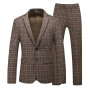 Men luxury Fashion plaid suits coat+Pants 2 Pieces Sets Men's stripe Casual Boutique Business party Wedding Groomsmen Suit S-6XL