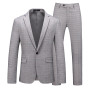 Men luxury Fashion plaid suits coat+Pants 2 Pieces Sets Men's stripe Casual Boutique Business party Wedding Groomsmen Suit S-6XL