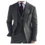 Men‘s Suits 3 Pieces Green Wool Tweed Herringbone Business Retro Classic PatternTuxedos For Wedding Blazer Pants Vest