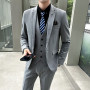 Suit Jacket Pants Vest 3 Pcs Set / Fashion New Men's Casual Boutique Business Plaid High Quality Blazers Coat Trousers Waistcoat