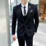 Suit Jacket Pants Vest 3 Pcs Set / Fashion New Men's Casual Boutique Business Plaid High Quality Blazers Coat Trousers Waistcoat