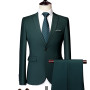 Men Suit (Jacket + Pants) Two-piece Pure Color Slim-fit Formal Dress Tuxedo Business Boutique Fashion Men Clothing Suit Set