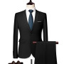 Men Suit (Jacket + Pants) Two-piece Pure Color Slim-fit Formal Dress Tuxedo Business Boutique Fashion Men Clothing Suit Set