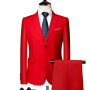 Men Suit (Jacket + Pants) Two-piece Pure Color Slim-fit Formal Dress Tuxedo Business Boutique Fashion Men Clothing Suit Set