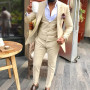 3 Pieces Beige Suits for Men Slim Fit Notched Lapel Groomsmen Tuxedo for Wedding Formal Prom Casual Male Suit Trajes De Hombre