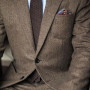 Brown Herringbone Tweed Casual Men Suits for Winter 2 Piece Wedding Groomsmen Tuxedo Male Set Jacket with Pants New Fashion