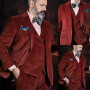 Men's 3 Piece Suit Retro Corduroy Single-breasted Slim Fit Business Blazer Wedding Bridegroom Tuxedo (Jacket+Vest+Pant) Suits