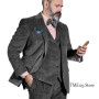 Men's 3 Piece Suit Retro Corduroy Single-breasted Slim Fit Business Blazer Wedding Bridegroom Tuxedo (Jacket+Vest+Pant) Suits