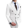 Wedding Suits Men Business Fashion 2 Piece Set Slim Jacket Dress Blazers Coat Pants Trousers Solid Color Double Breasted