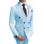 Wedding Suits Men Business Fashion 2 Piece Set Slim Jacket Dress Blazers Coat Pants Trousers Solid Color Double Breasted