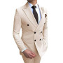 Wedding Suits Men Business Fashion 2 Piece Set Slim Jacket Dress Blazers Coat Pants Trousers Solid Color Double Breasted