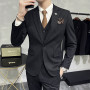 men's suit striped slim wedding dress suit 3-piece suit men's business casual classic fashion tuxedo (suit+vest+pants)M-4XL