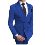 Beige Men's Suit 2 Pieces Double-breasted Notch Lapel Flat Slim Fit Casual Tuxedos for Wedding(blazer+pants)