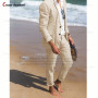 Linen Suits for Men Slim Fit Summer Formal Business Wedding Beach Thin Tuxedo Tailor-made Casual Blazer Pants Set Fashion Jacket