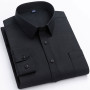High Quality Cotton Men Dress Shirts Long Sleeve Middle-aged Luxury Plain Color Business Casual Social Male Shirt Regular Fit