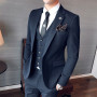 High-quality (Blazer + Vest + Trousers) Men's Italian Style Elegant and Fashionable Business Casual Gentleman Three-piece Suit