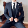 High-quality (Blazer + Vest + Trousers) Men's Italian Style Elegant and Fashionable Business Casual Gentleman Three-piece Suit