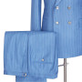 Blazer Sets Blue Stripe Wedding Men Suit 2 Pieces Double Breasted Male Jackets Fashion Peaked Lapel Coat Pants Latest Design New