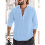 Men's Casual Blouse Cotton Linen Shirt Loose Tops Long Sleeve Tee Shirt Spring Autumn Casual Handsome Men Shirts