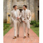 Blazer Sets Beige Groom Tuxedos Groomsman Italian Style Wedding Prom Party Suits For Men Bridegroom 2PCS/3PCS