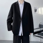 Embroidery White Suit Jacket Spring Autumn Korean Fashion Single Button Casual Terno Masculino Streetwear Loose Black Blazers