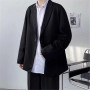 Embroidery White Suit Jacket Spring Autumn Korean Fashion Single Button Casual Terno Masculino Streetwear Loose Black Blazers