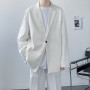 Embroidery White Suit Jacket Spring Autumn Korean Fashion Single Button Casual Terno Masculino Streetwear Loose Black Blazers