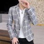 Men's Blazer British's Style Casual Slim Fit Suit Jacket Male Plaid Blazers Single Button Men Coat Terno Masculino Plus Size 3XL