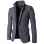 Blazers for Men Fashion Casual Stripe Blazer Gentlmen Coats Business Men Woolen Cloth Suit Jacket Slim Fit Outwear Coat
